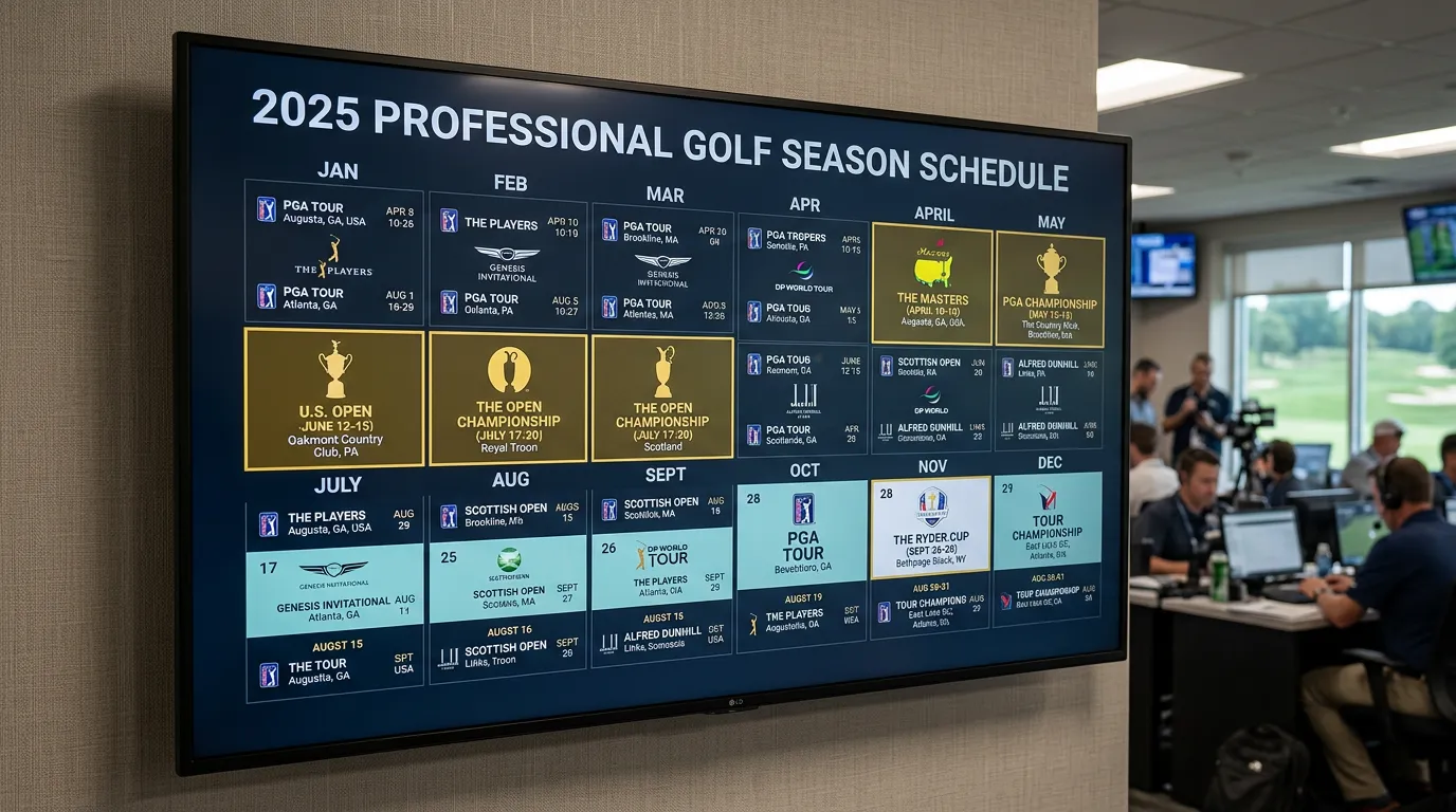 Calendario de torneos de golf con mercados futures abiertos para la temporada
